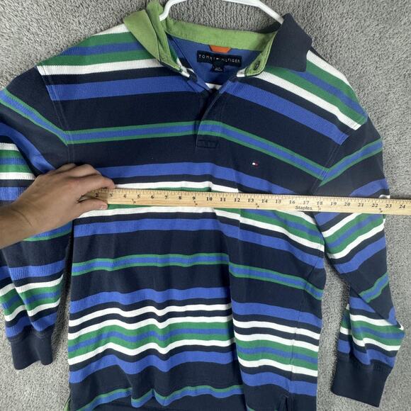 Tommy Hilfiger Pullover Shirt Mens Large Striped Rugby Long Sleeve Casual - Picture 8 of 10